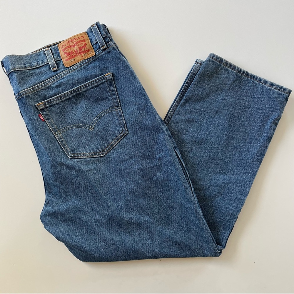 Levi's Mens 550 4891 Stonewashed Relaxed Fit Straight Leg Denim Jeans Sz 42 x 30